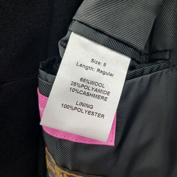 Brook Taverner Wool Cashmere Overcoat Black BURLINGTON Made In Italy Size 8 - Picture 10 of 14